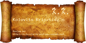 Kolovits Krisztián névjegykártya